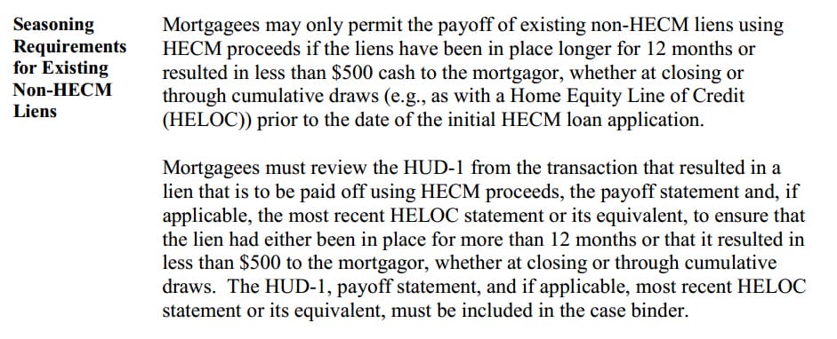 seasoning excerpt from Mortgagee Letter 2014-21