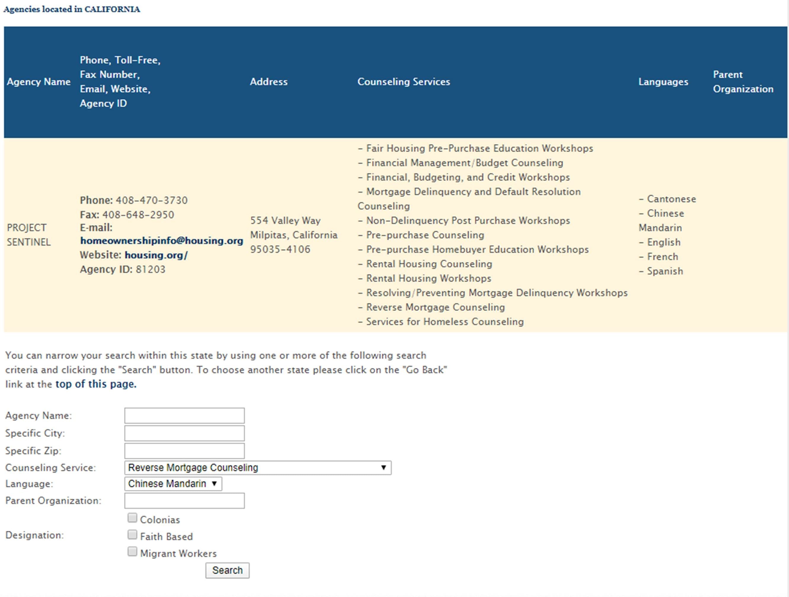 counseling locator step 3 