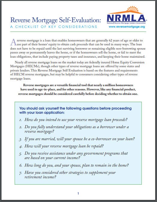 reverse mortgage checklist