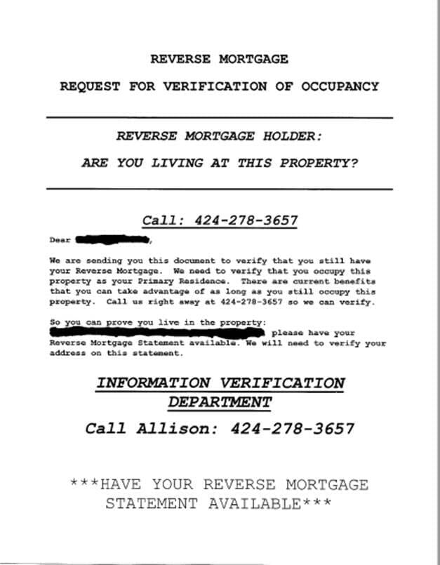 fraudulent occupancy letter