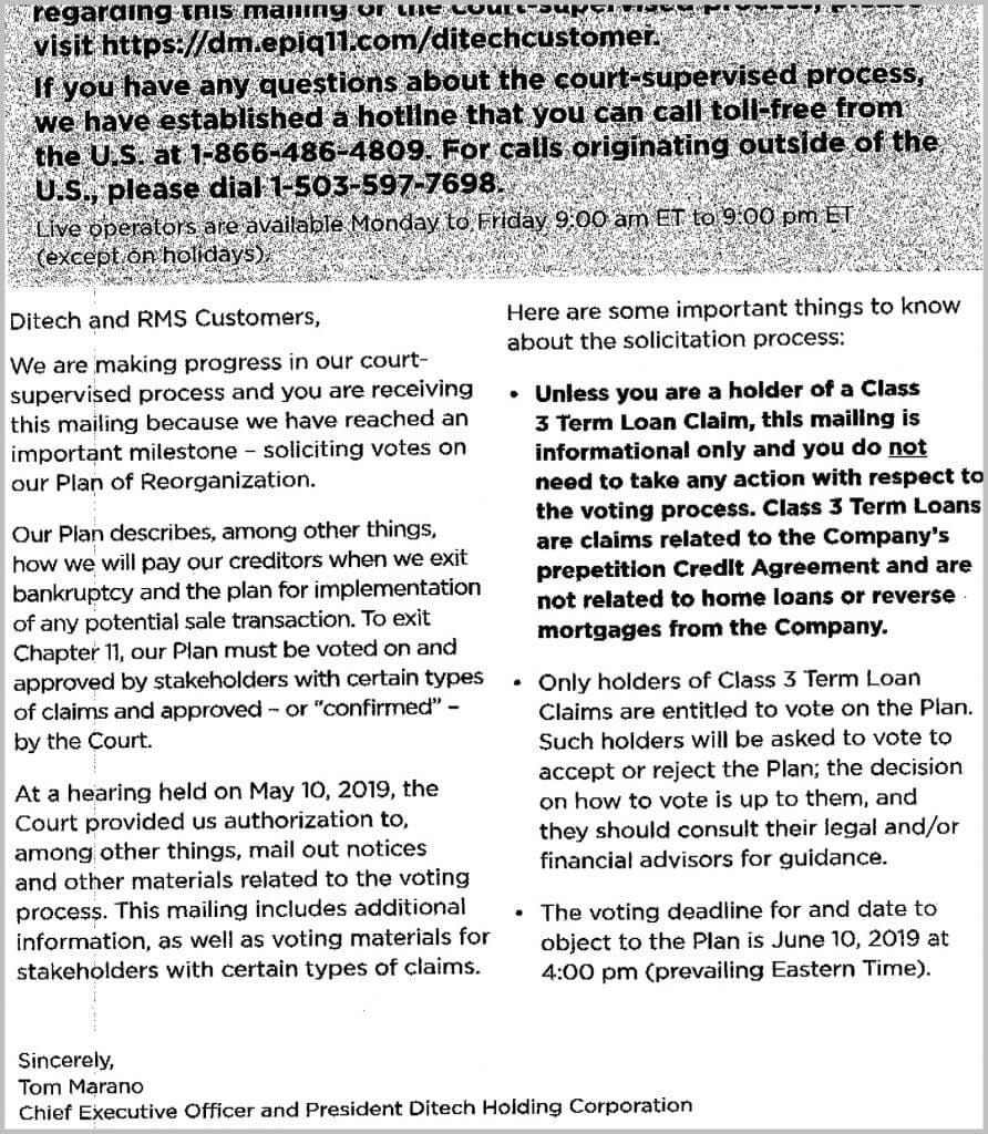 Reverse Mortgage Solutions Bankruptcy Notice 