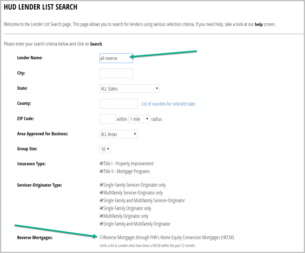 HUD approved reverse mortgage lender search