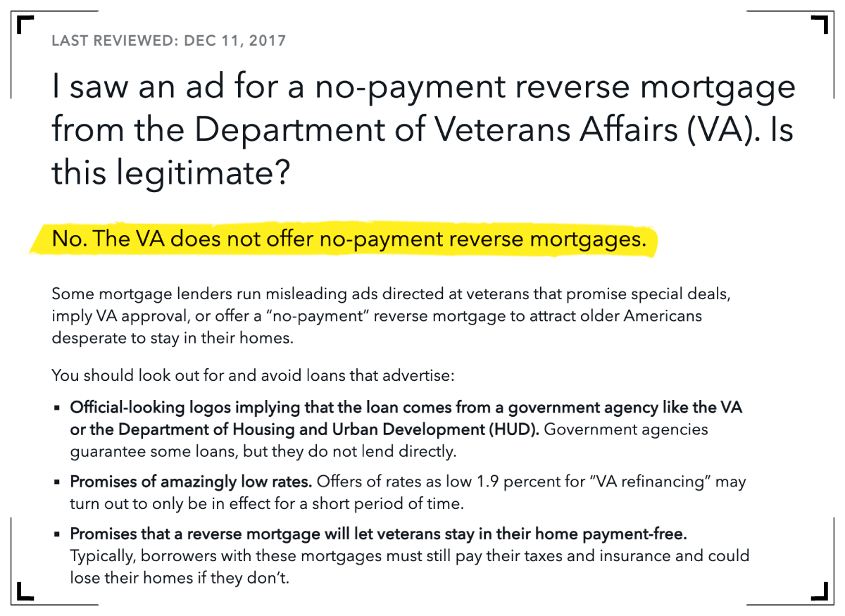 reverse mortgage advertisement for veterans 