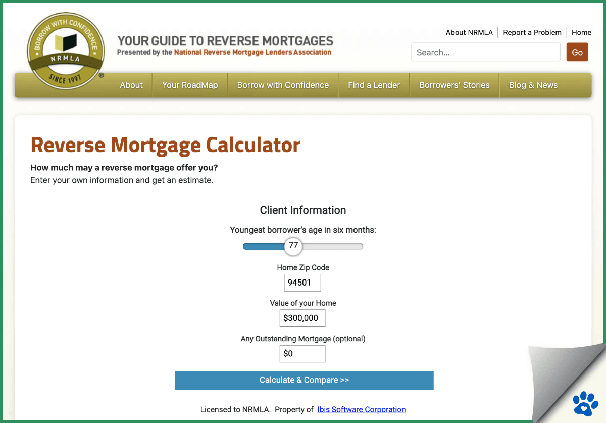 reverse mortgage calculator purchase